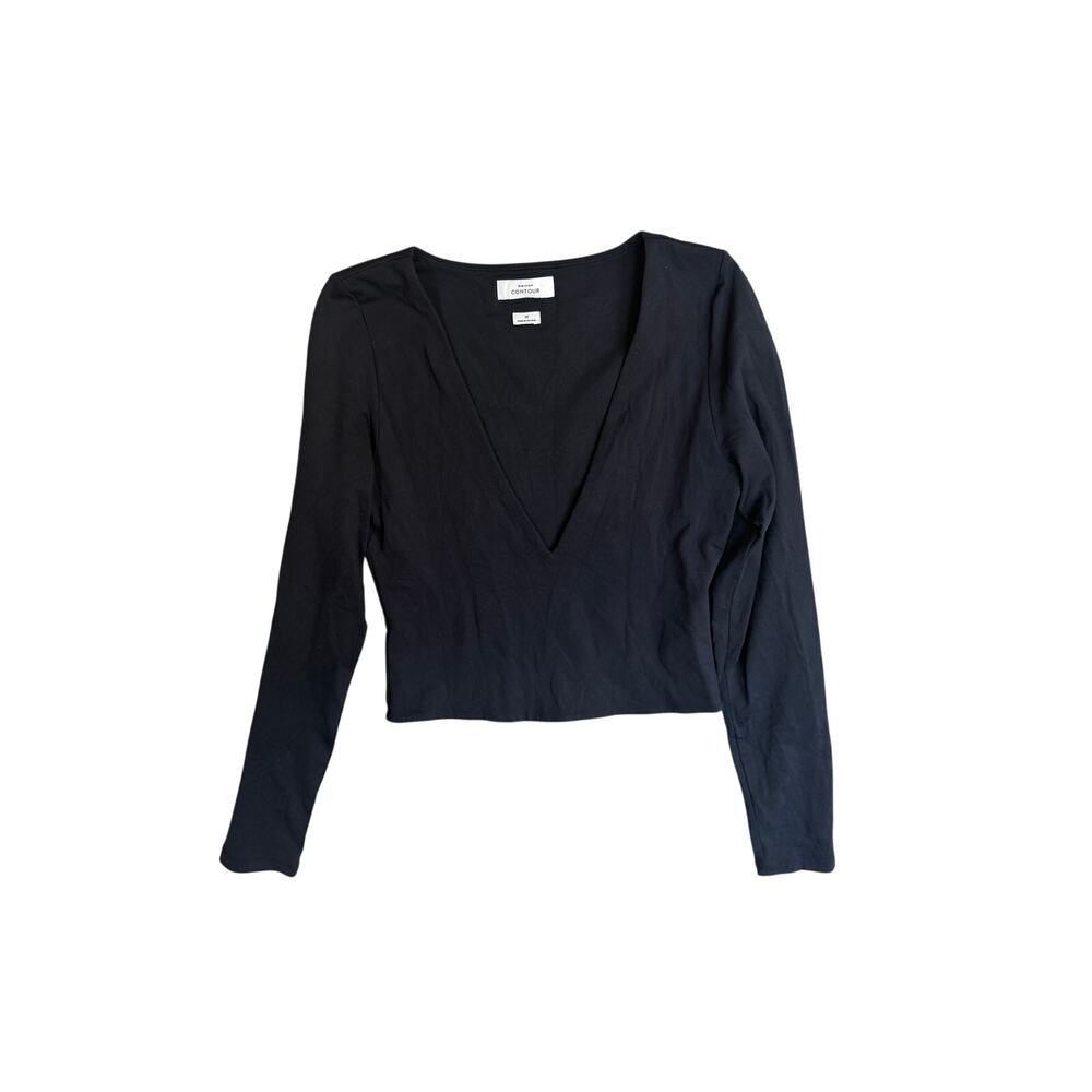 Aritzia Contour V Neck Long Sleeve Babaton Black Minimalist Shirt Medium